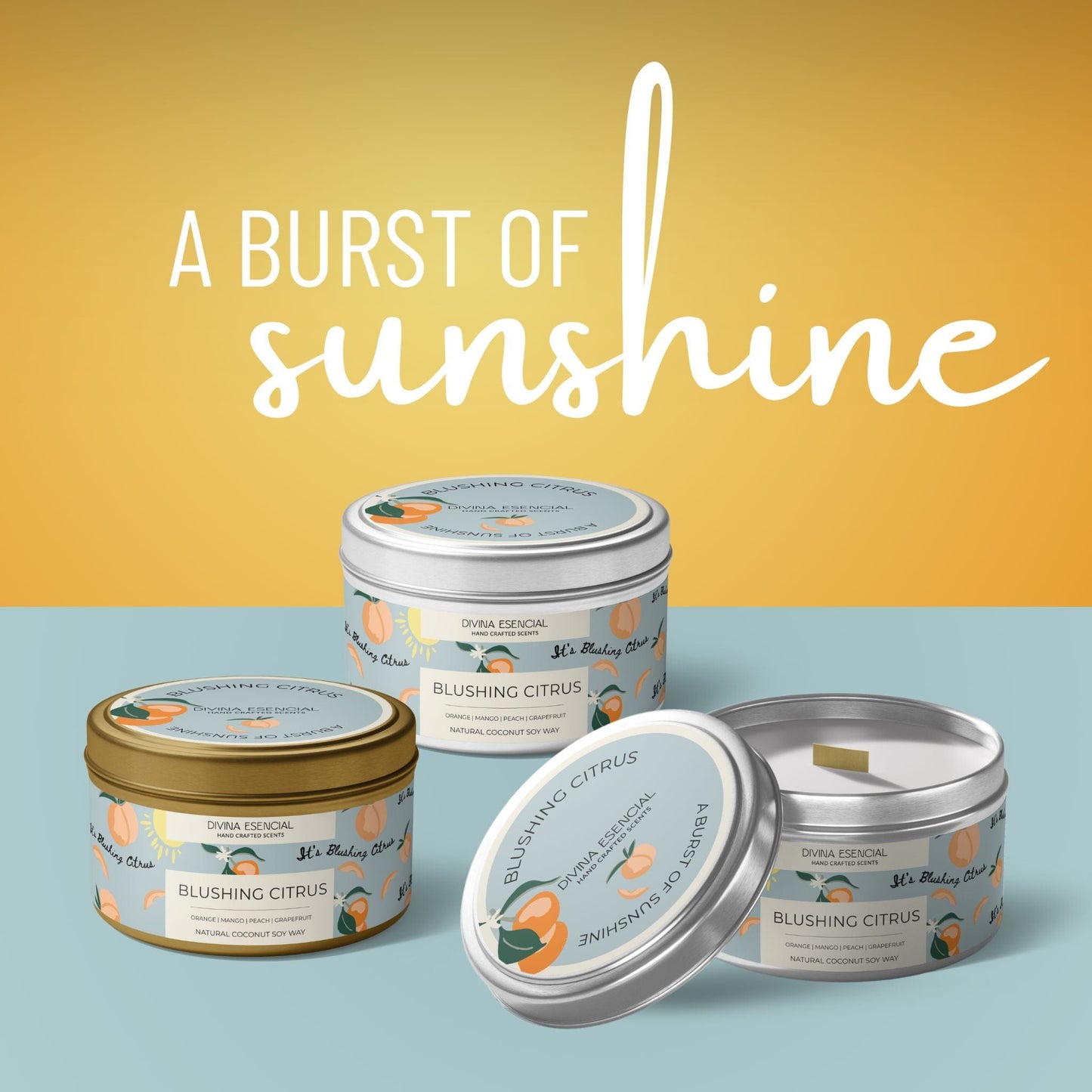 4oz Candle Trio: Midnight Rose, Blushing Citrus & Love Letters- Gold Tins