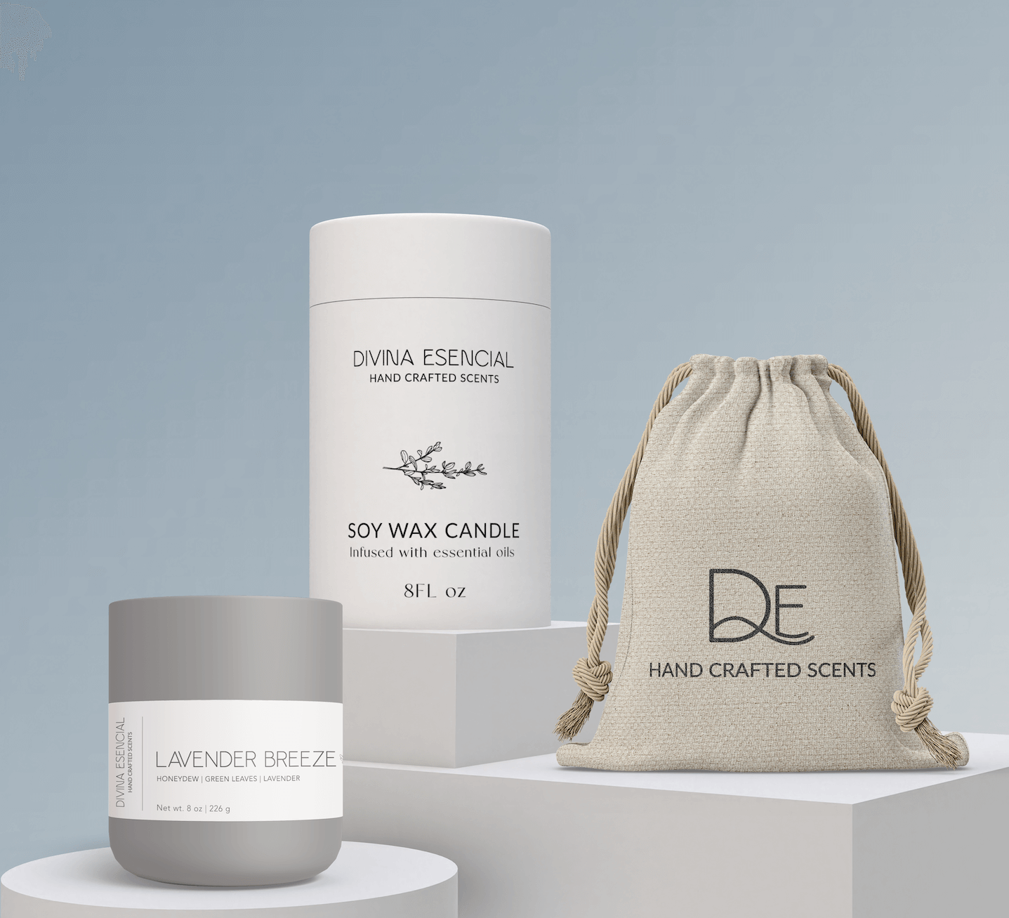 Lavender Breeze - Natural Coconut Soy Wax Candle, 8oz with Canva Gift Bag