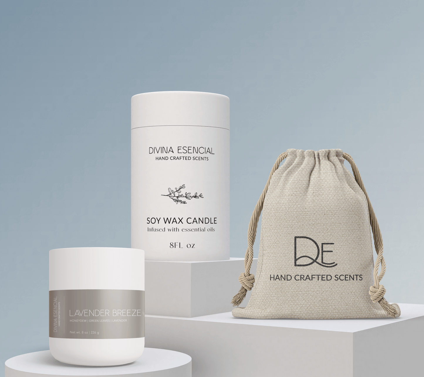 Lavender Breeze - Natural Coconut Soy Wax Candle, 8oz with Canva Gift Bag