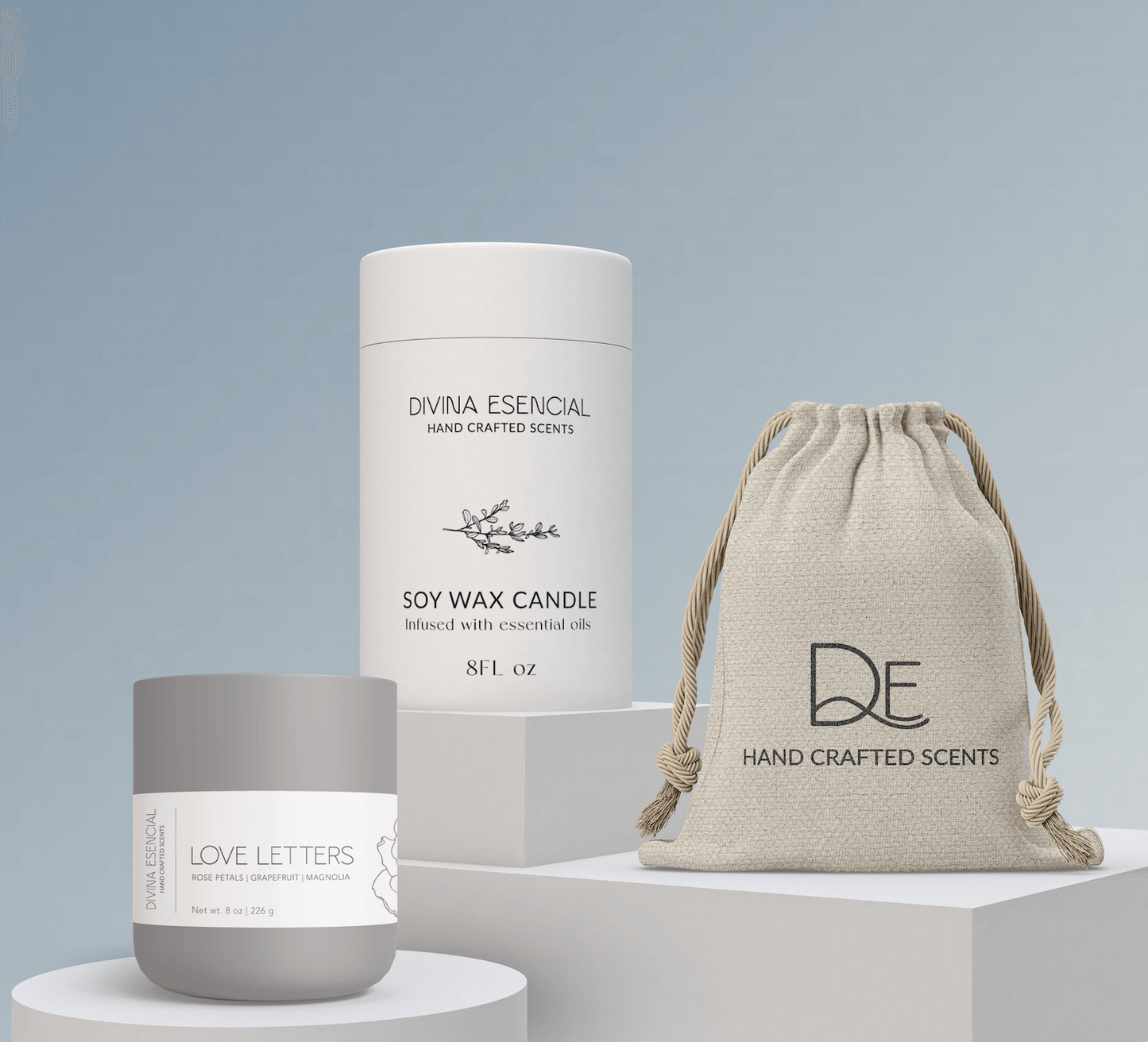 Love Letters - Natural Coconut Soy Wax Candle, 8oz with Canva Gift Bag