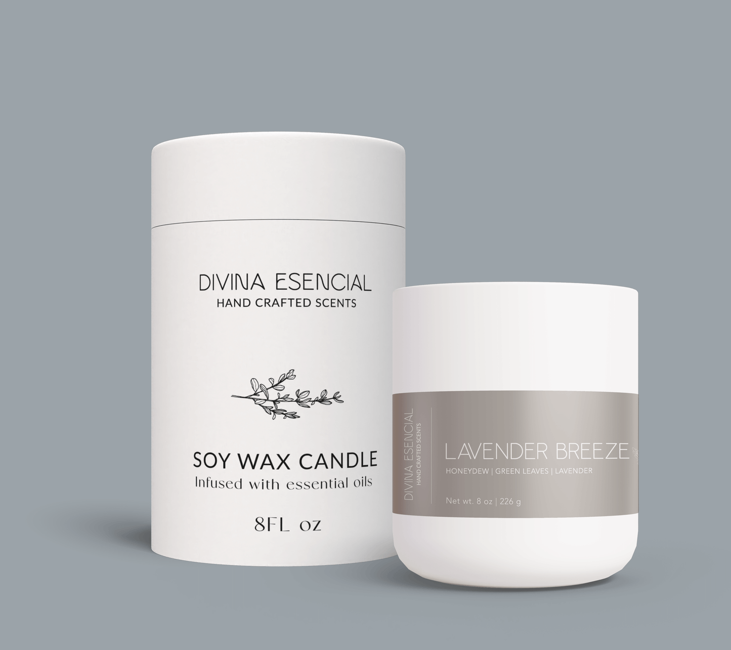 Lavender Breeze - Natural Coconut Soy Wax Candle, 8oz with Canva Gift Bag