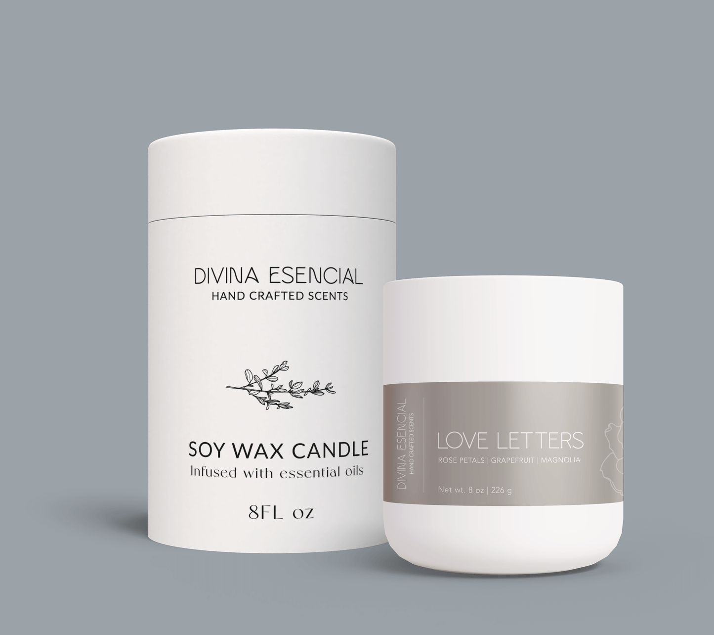 Love Letters - Natural Coconut Soy Wax Candle, 8oz with Canva Gift Bag