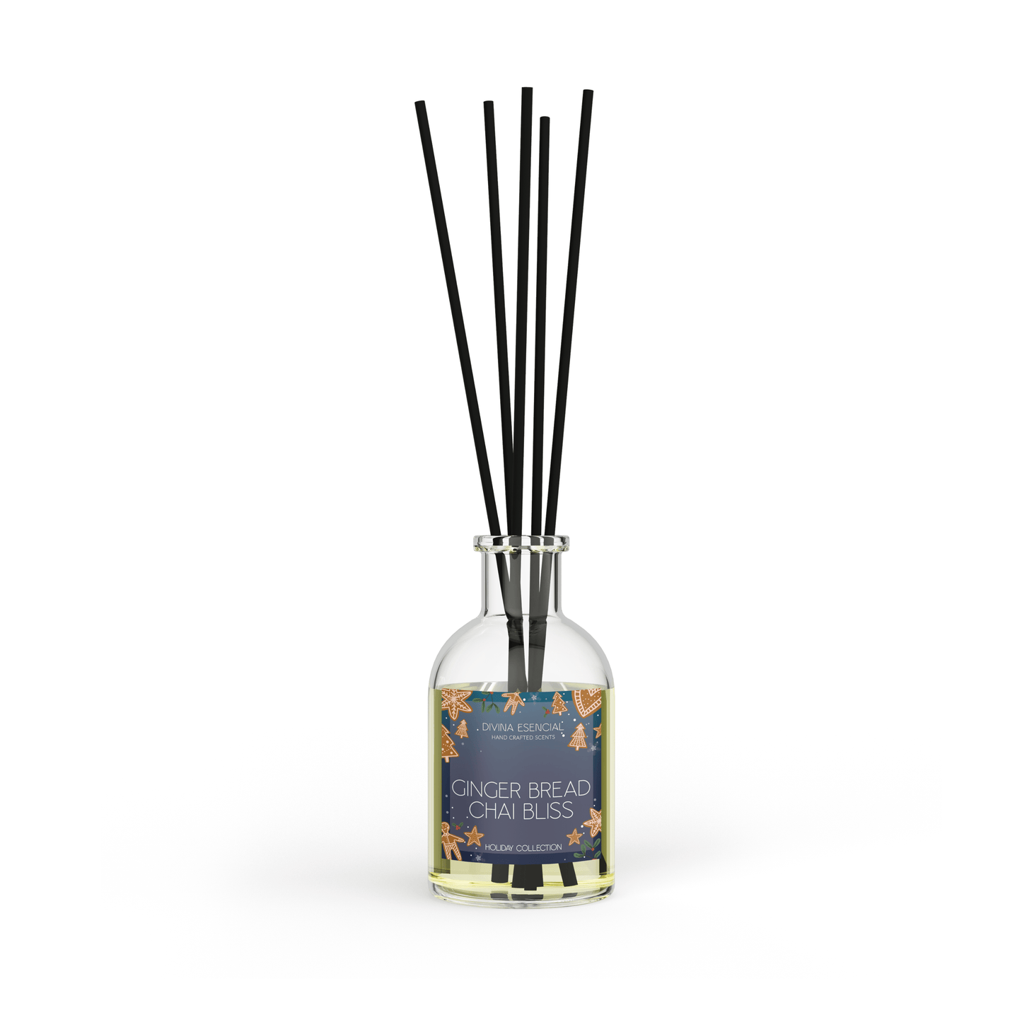 Gingerbread Chai Bliss Holiday Reed Diffuser with reeds – warm spiced Christmas scent