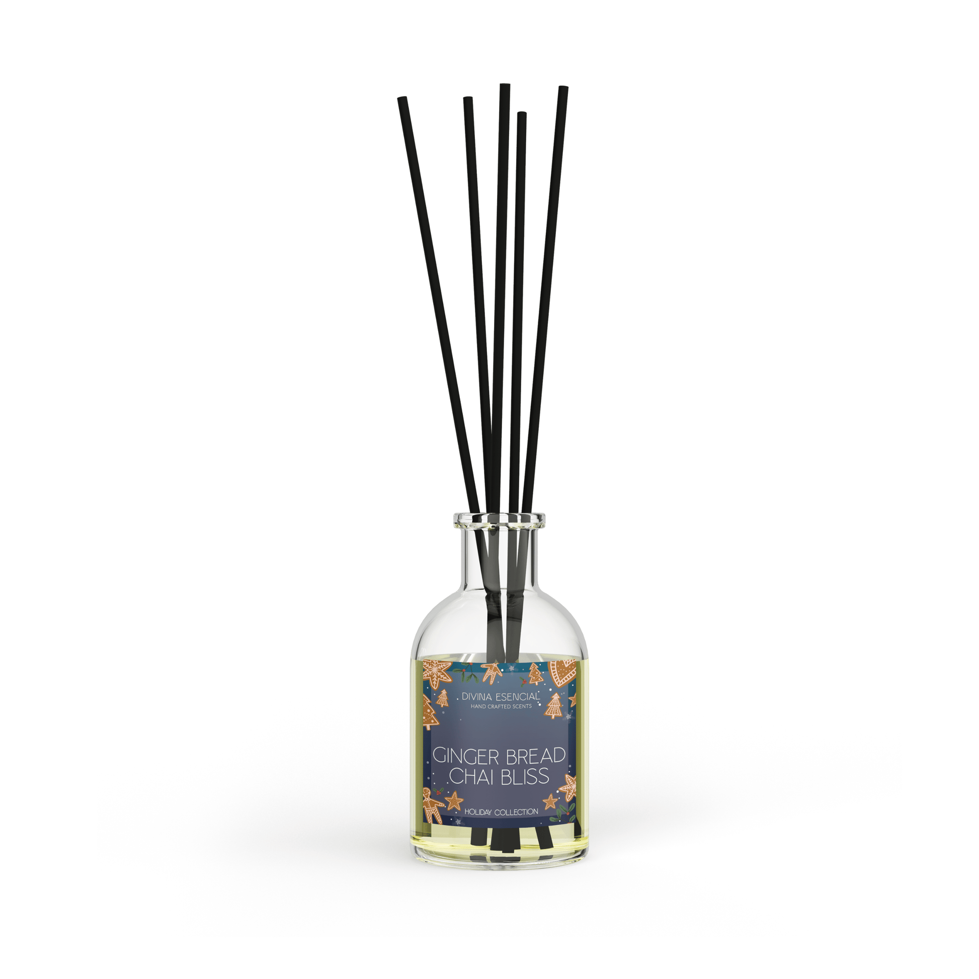 Gingerbread Chai Bliss Holiday Reed Diffuser with reeds – warm spiced Christmas scent