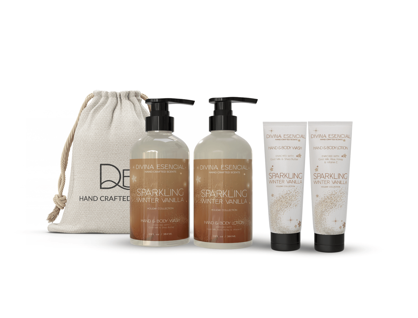 Merry Bright Sparkling Vanilla Body Collection Gift Set with Canvas Bag