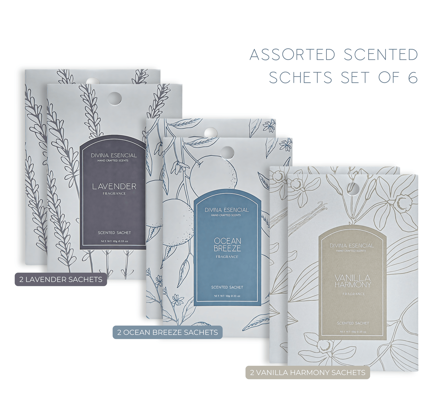 Scented Sachets - Assorted 6 Count with a Canvas Set