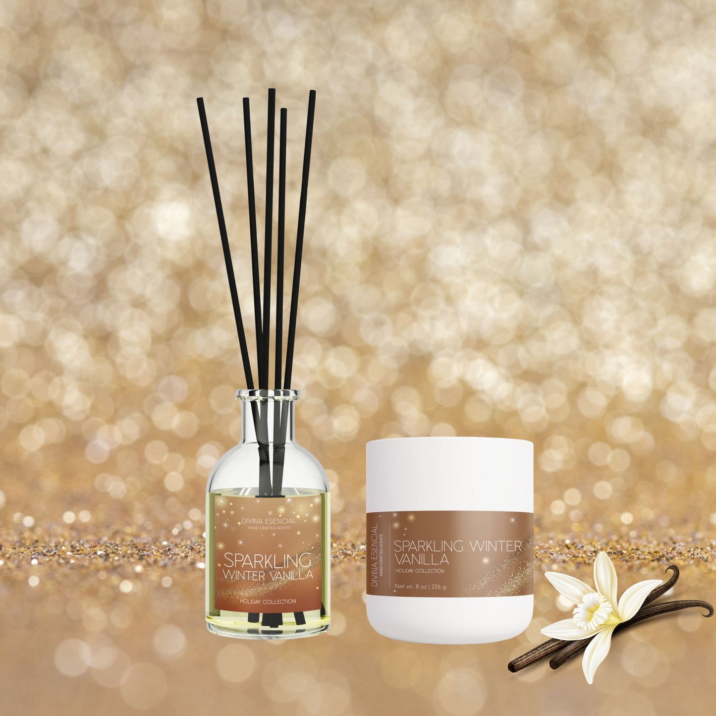 Sparkling Vanilla – Candle & Reed Diffuser Set