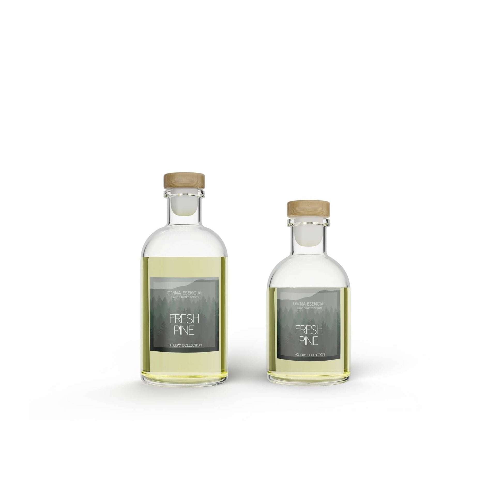 Two bottles of 'Fresh Pine' on a white background
