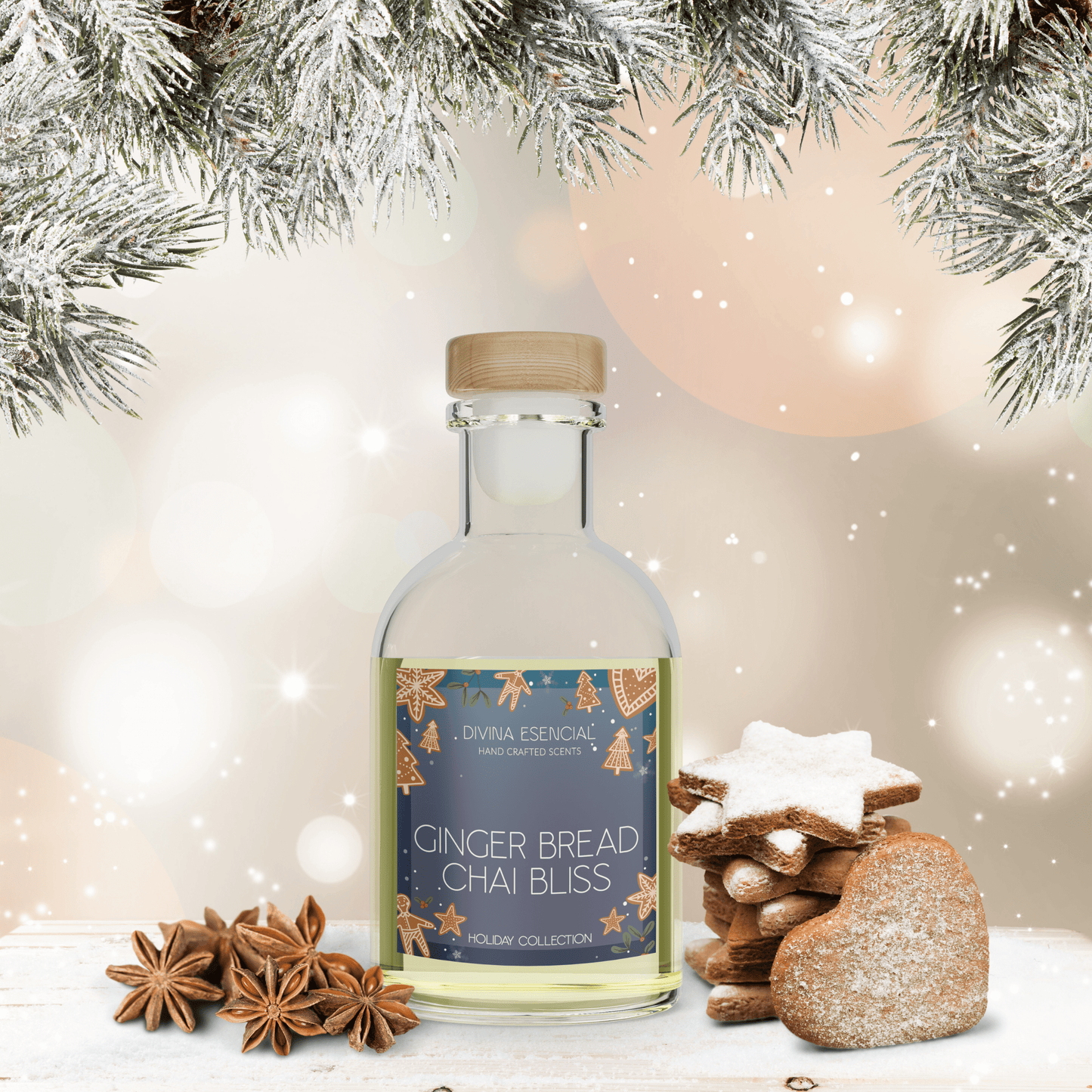 Gingerbread Chai Bliss Holiday Reed Diffuser | Festive Spiced Scented Diffuser