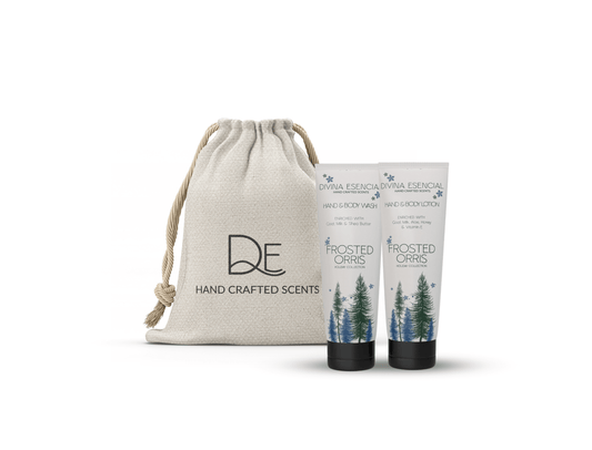 Frosted Orris Holiday Travel Size Set| Includes Canvas Bag | Festive Skincare Duo