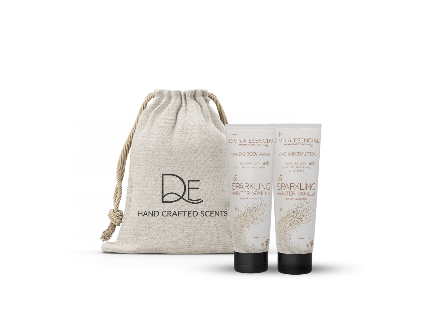 Sparkling Vanilla Holiday Travel Size Gift Set | Includes Canvas Bag | Festive Skincare Duo