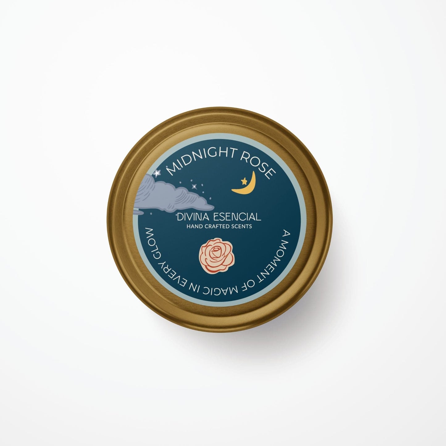 Midnight Rose 4oz Candle - Coconut Soy Wax - Gold/Silver Tin + Canvas Bag