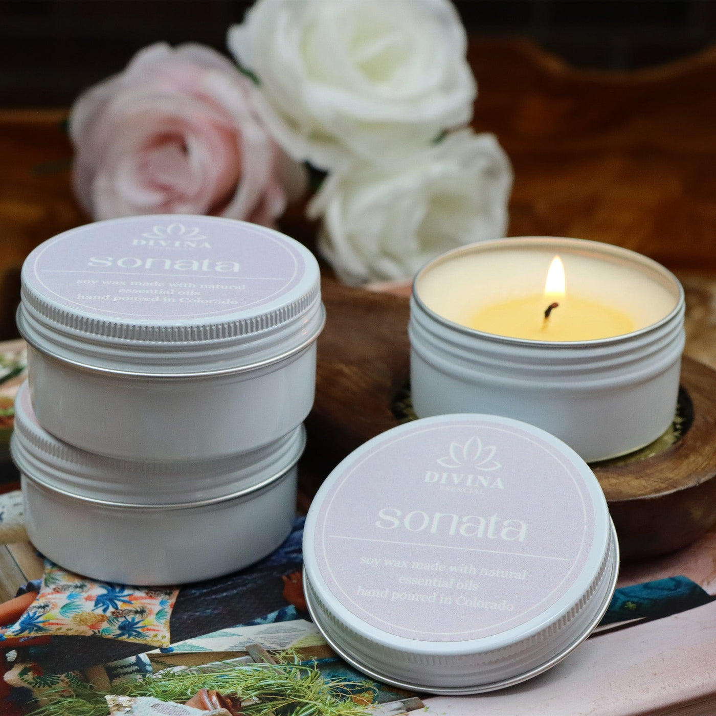Symphony Collection Elegance Tin Candles - with Canvas Gift Bag