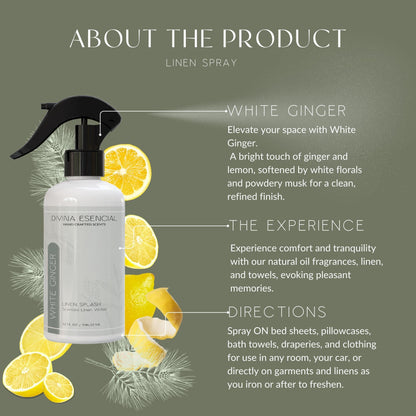 White Ginger Linen Spray - New Size