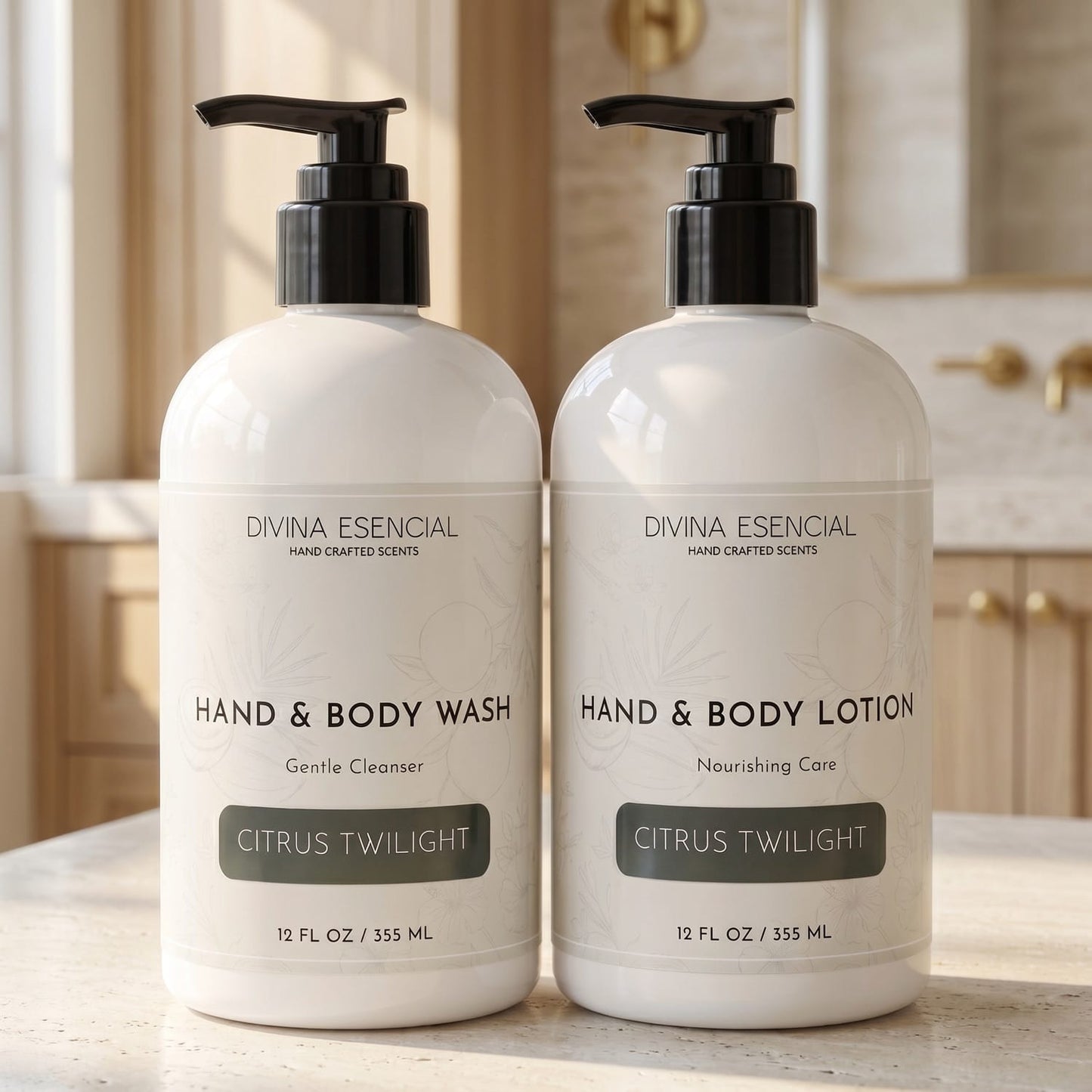 Divina Esencial Citrus Twilight Hand & Body Care Set - Hand & Body Wash and Lotion lifestyle