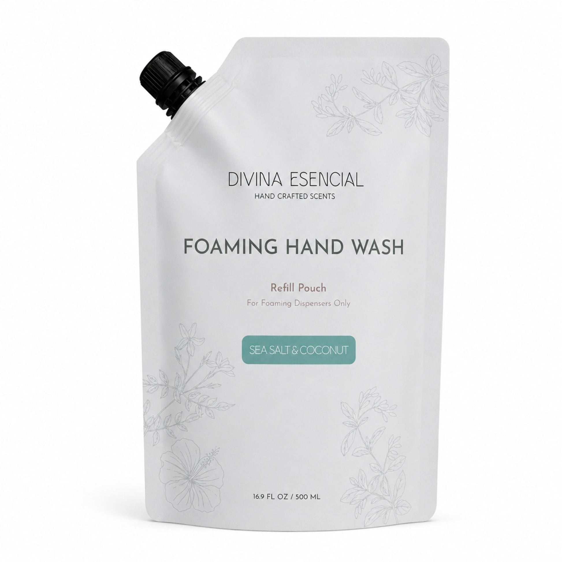 Refill pouch of Divina Esencial foaming hand wash on a white background