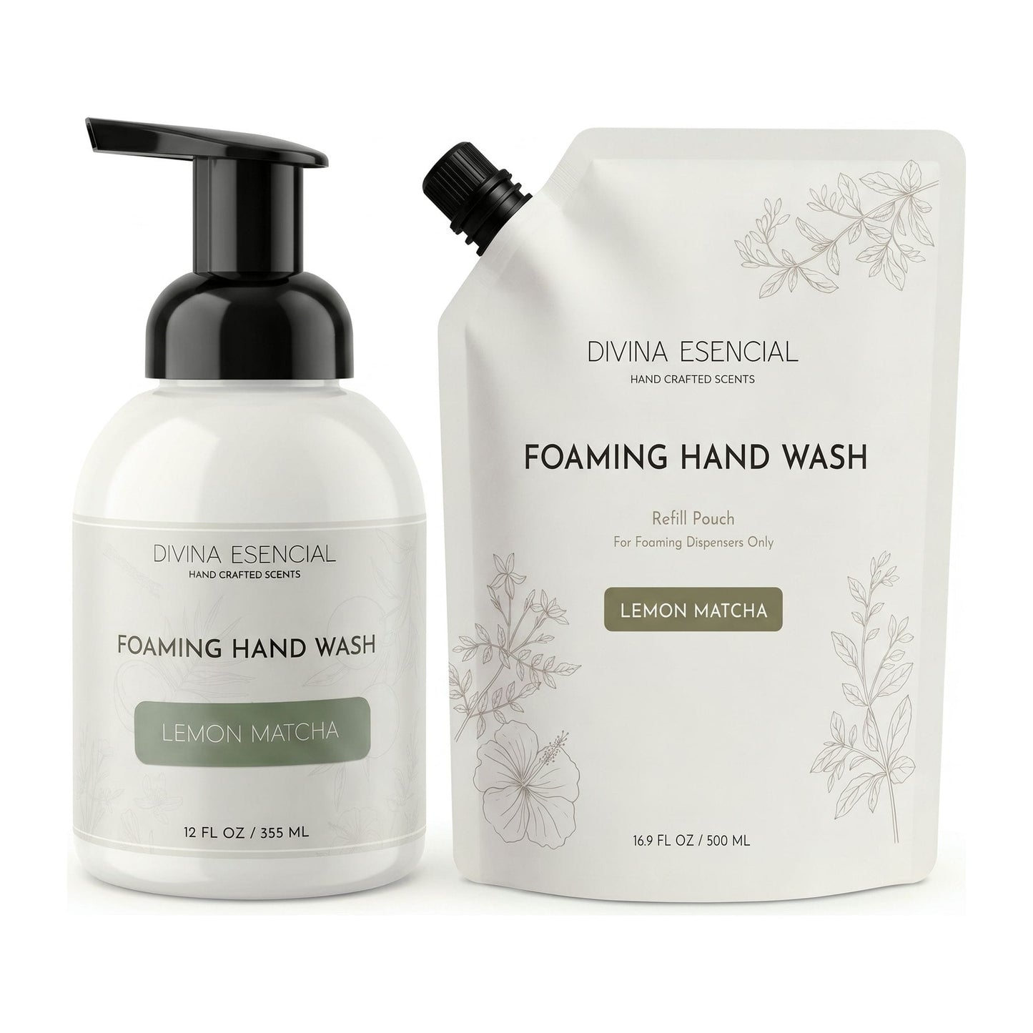 Foaming Hand Wash Pump with Refill Pouch - Lemon Matcha
