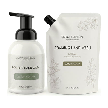 Foaming Hand Wash Pump with Refill Pouch - Lemon Matcha