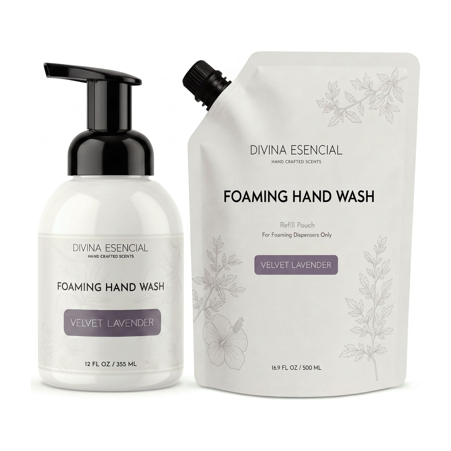 Foaming Hand Wash Pump with Refill Pouch - Velvet Lavender