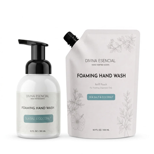 Divina Esencial Foaming Hand Wash Pump with Refill Pouch - sea salt and coconut