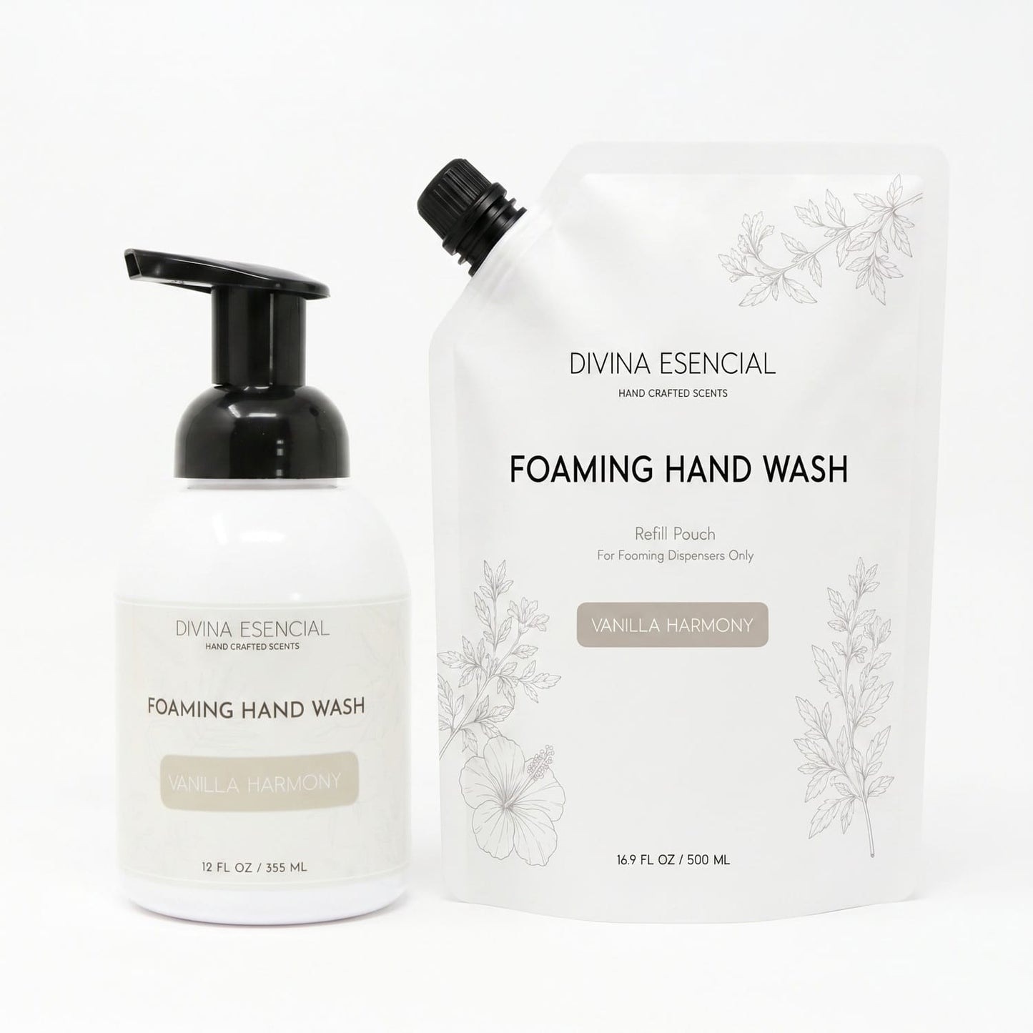 Divina Esencial Foaming Hand Wash Pump with Refill Pouch - Vanilla Harmony
