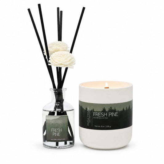 Fresh Pine Candle & Reed Diffuser Gift Set – Holiday Duo