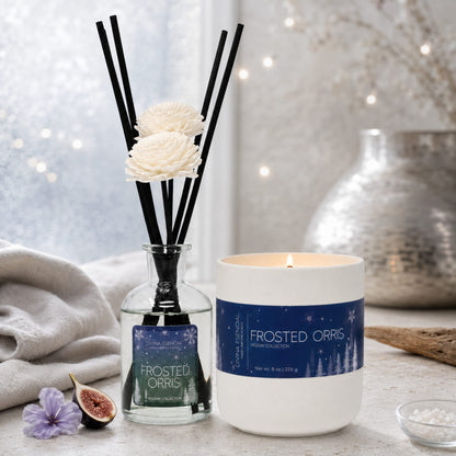 Frosted Orris Candle & Reed Diffuser Gift Set – Fall & Holiday Duo