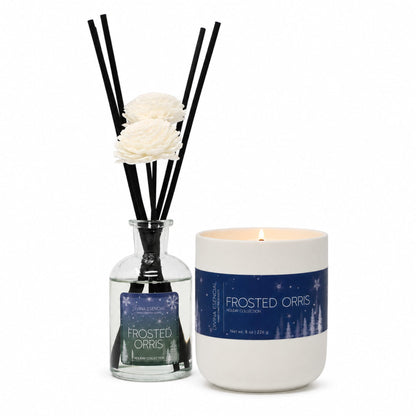 Frosted Orris Candle & Reed Diffuser Gift Set – Fall & Holiday Duo