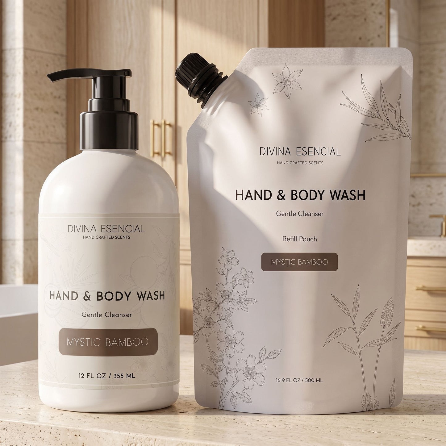 Hand & Body Wash with Refill Pouch - Mystic Bamboo