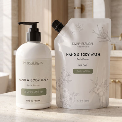 Hand & Body Wash with Refill Pouch - Lemon Matcha
