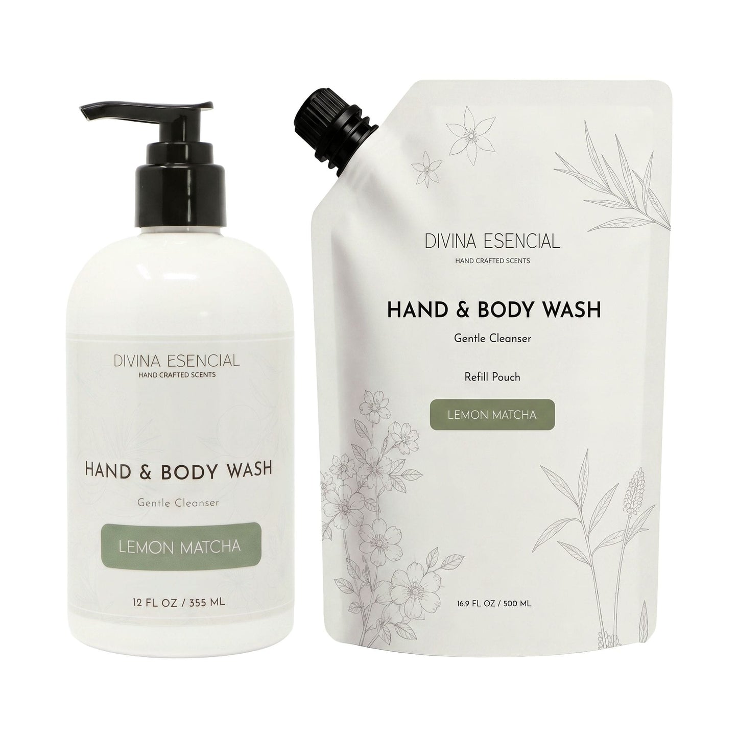 Hand & Body Wash with Refill Pouch - Lemon Matcha