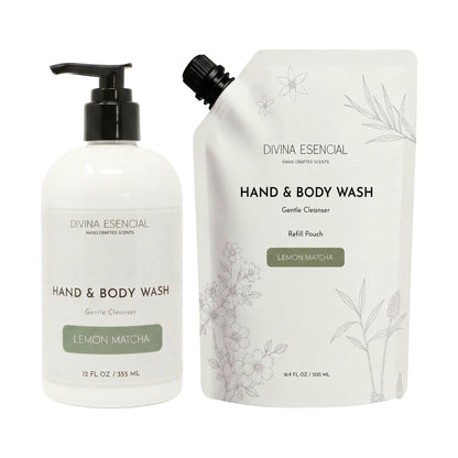 Hand & Body Wash with Refill Pouch - Lemon Matcha