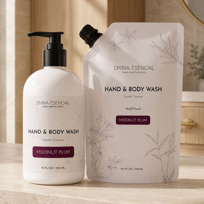 Hand & Body Wash with Refill Pouch - Moonlit Plum