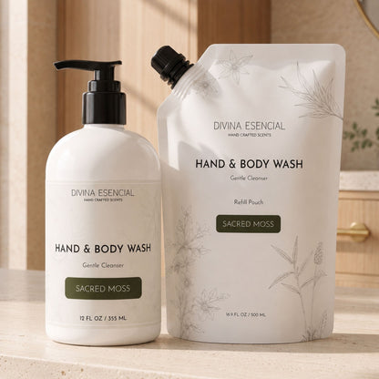Hand & Body Wash with Refill Pouch - Sacred Moss