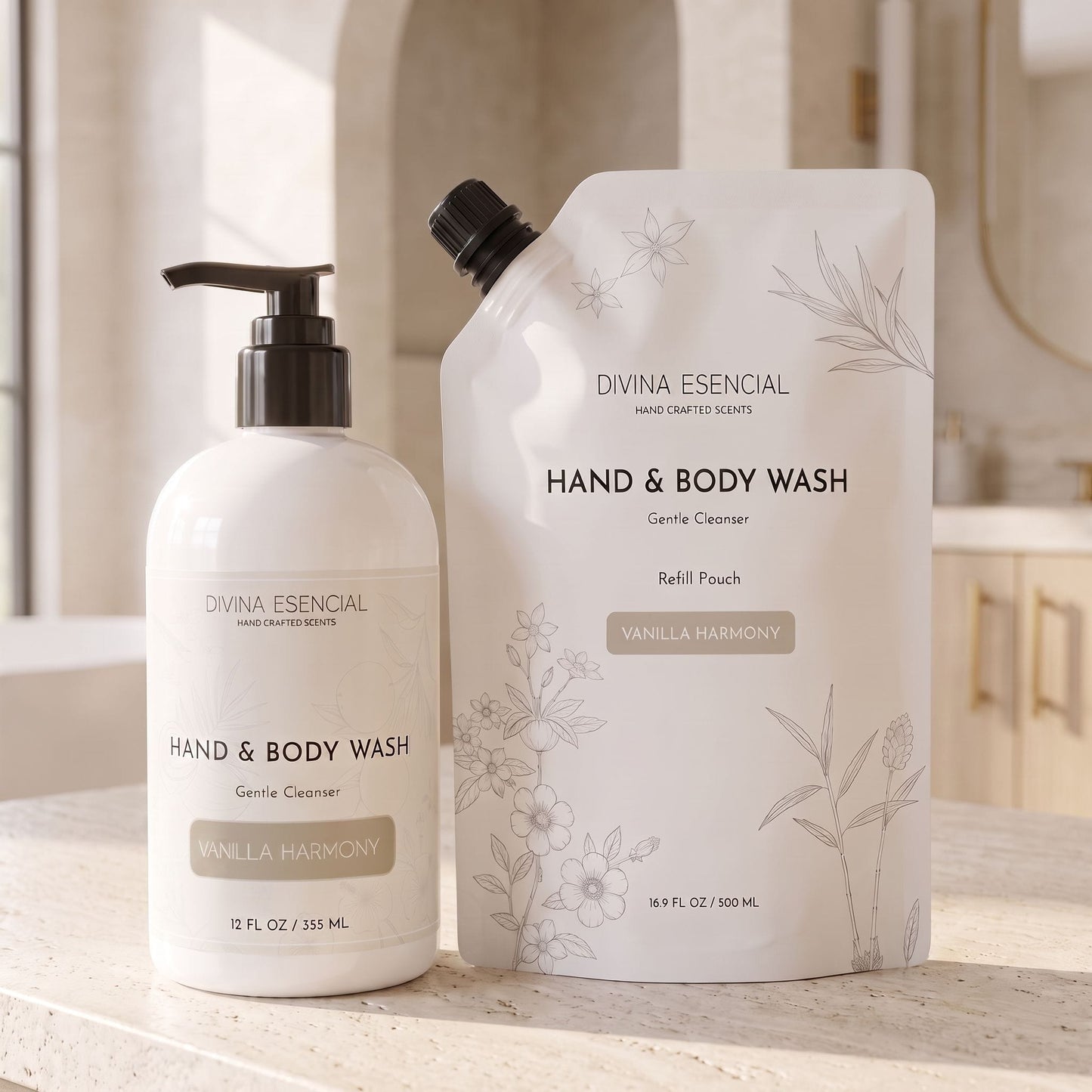 Hand & Body Wash with Refill Pouch - Vanilla Harmony