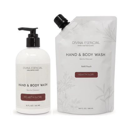 Hand & Body Wash with Refill Pouch - Hearth Noir