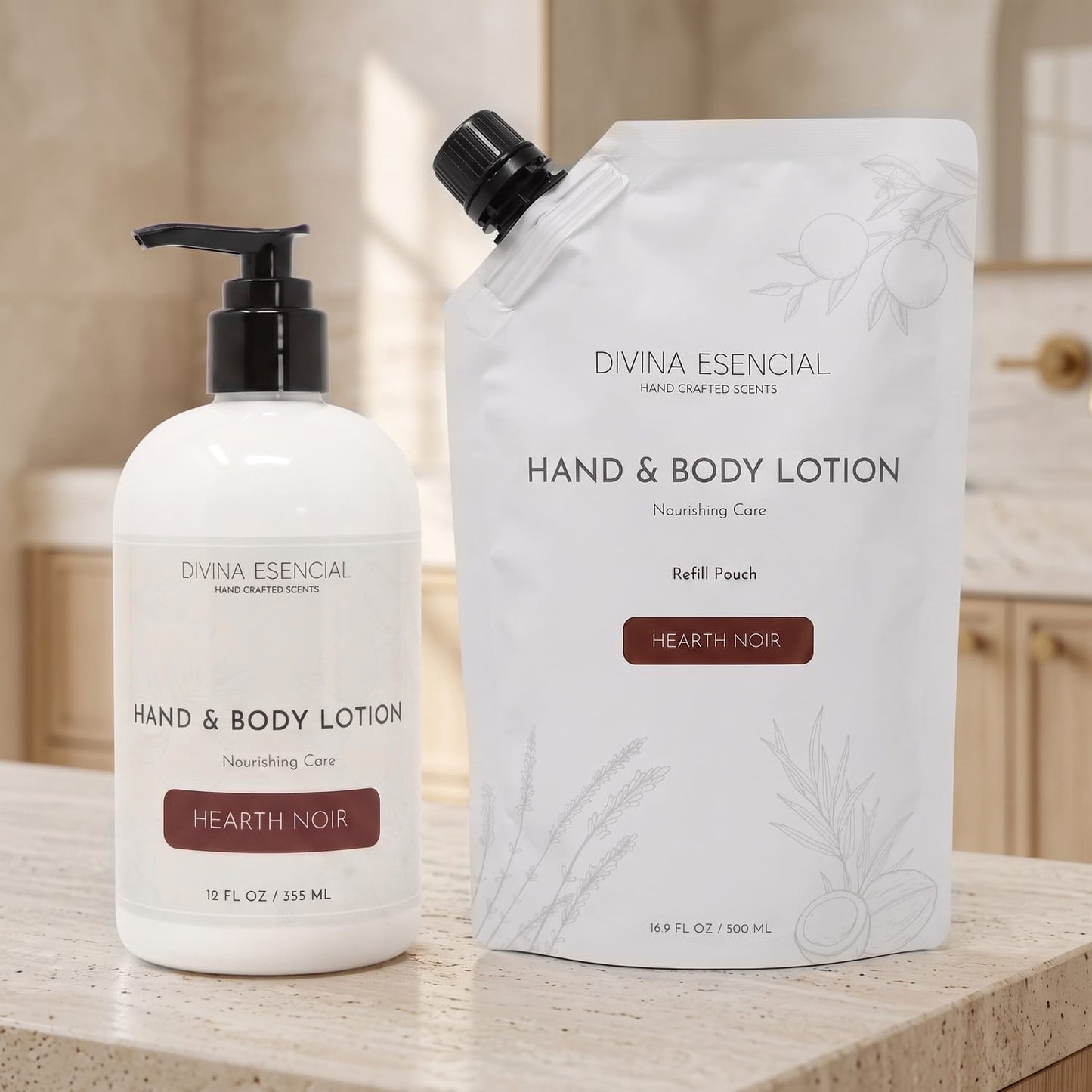 Hand & Body Lotion with Refill Pouch - Hearth Noir Lifestyle