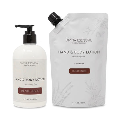 Hand & Body Lotion with Refill Pouch - Hearth Noir