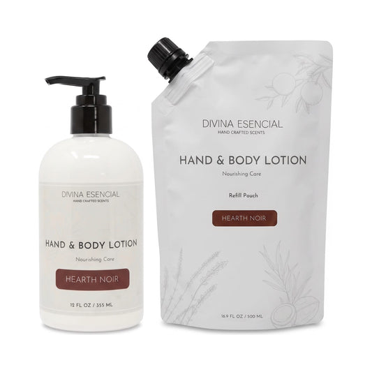 Hand & Body Lotion with Refill Pouch - Hearth Noir
