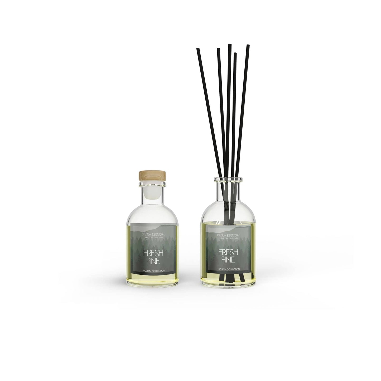 Diffuser set with bottle and sticks on a white background