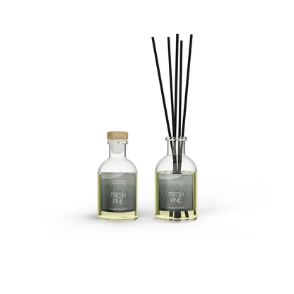 Diffuser set with bottle and sticks on a white background