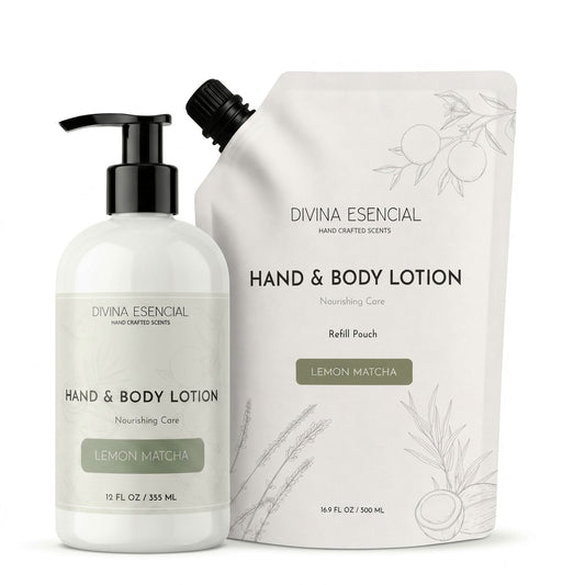 Hand & Body Lotion with Refill Pouch - Lemon Matcha