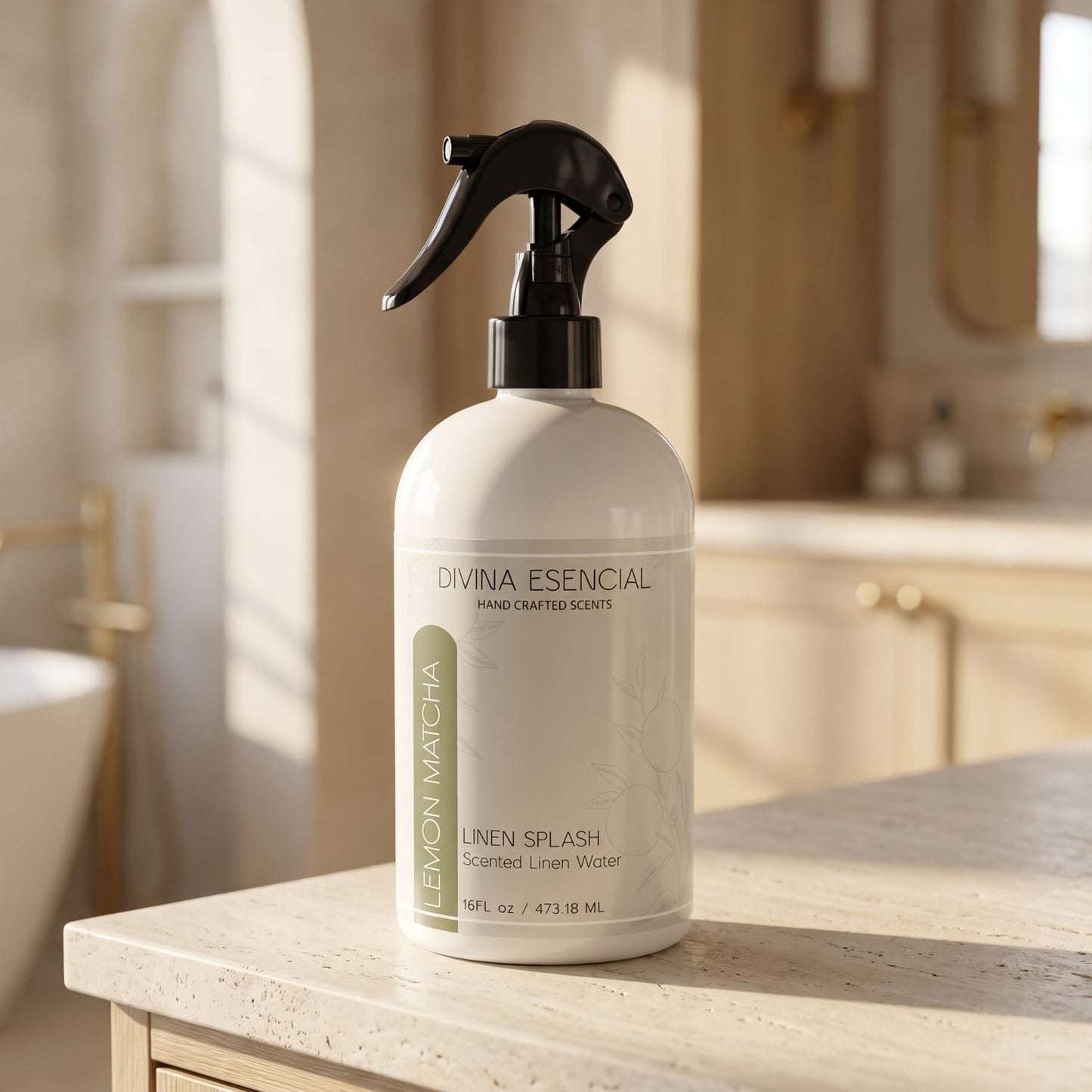 lemon-matcha Linen Spray 16oz - Lifestyle