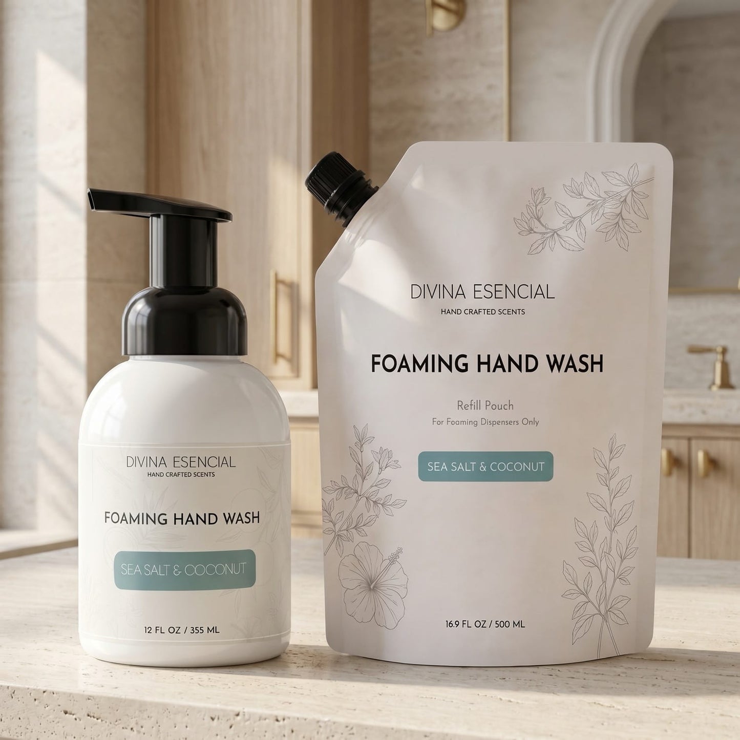 Hand & Body Lotion with Refill Pouch - Sea Salt & Coconut - Lifestyle