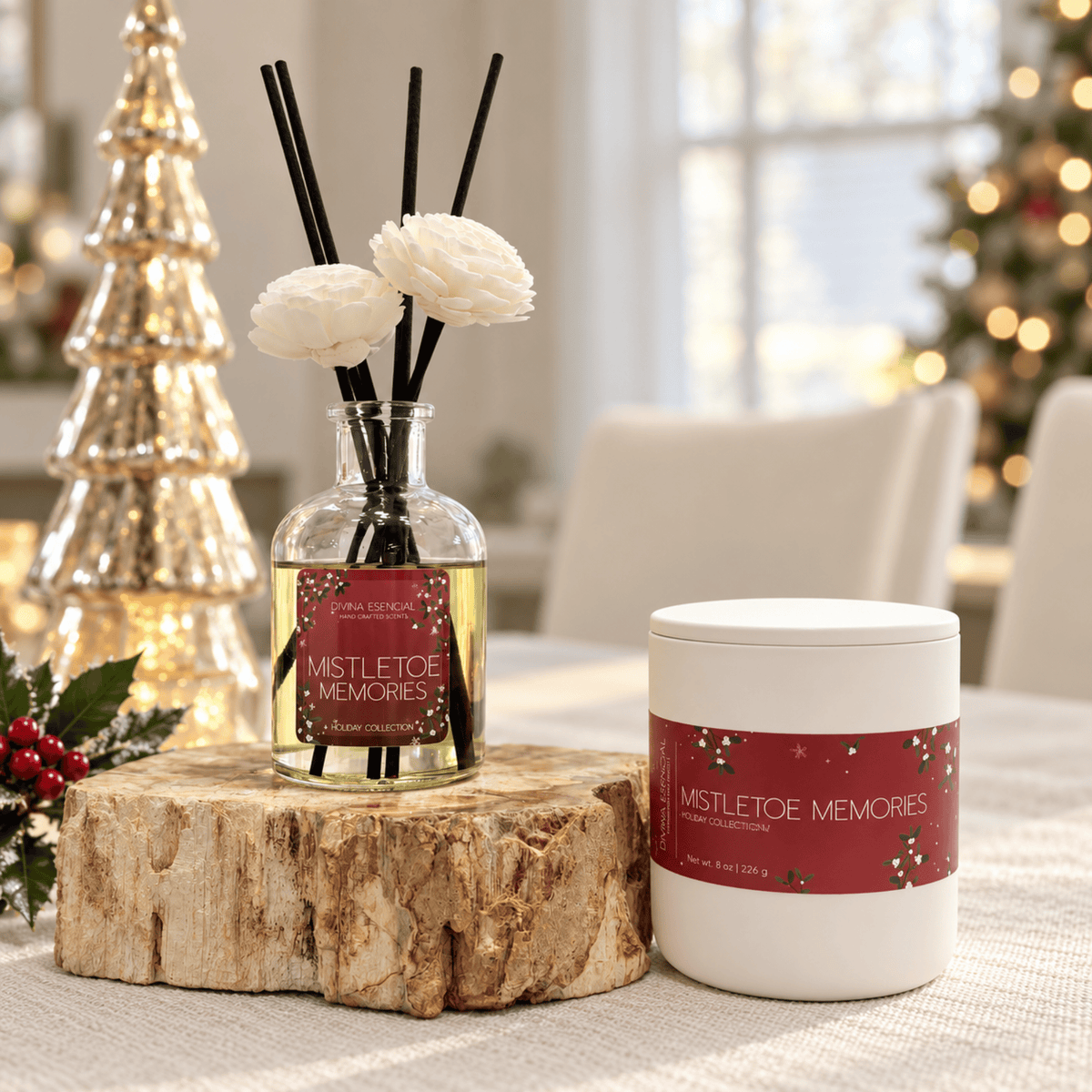 Mistletoe Memories Candle & Reed Diffuser Gift Set – Holiday Duo