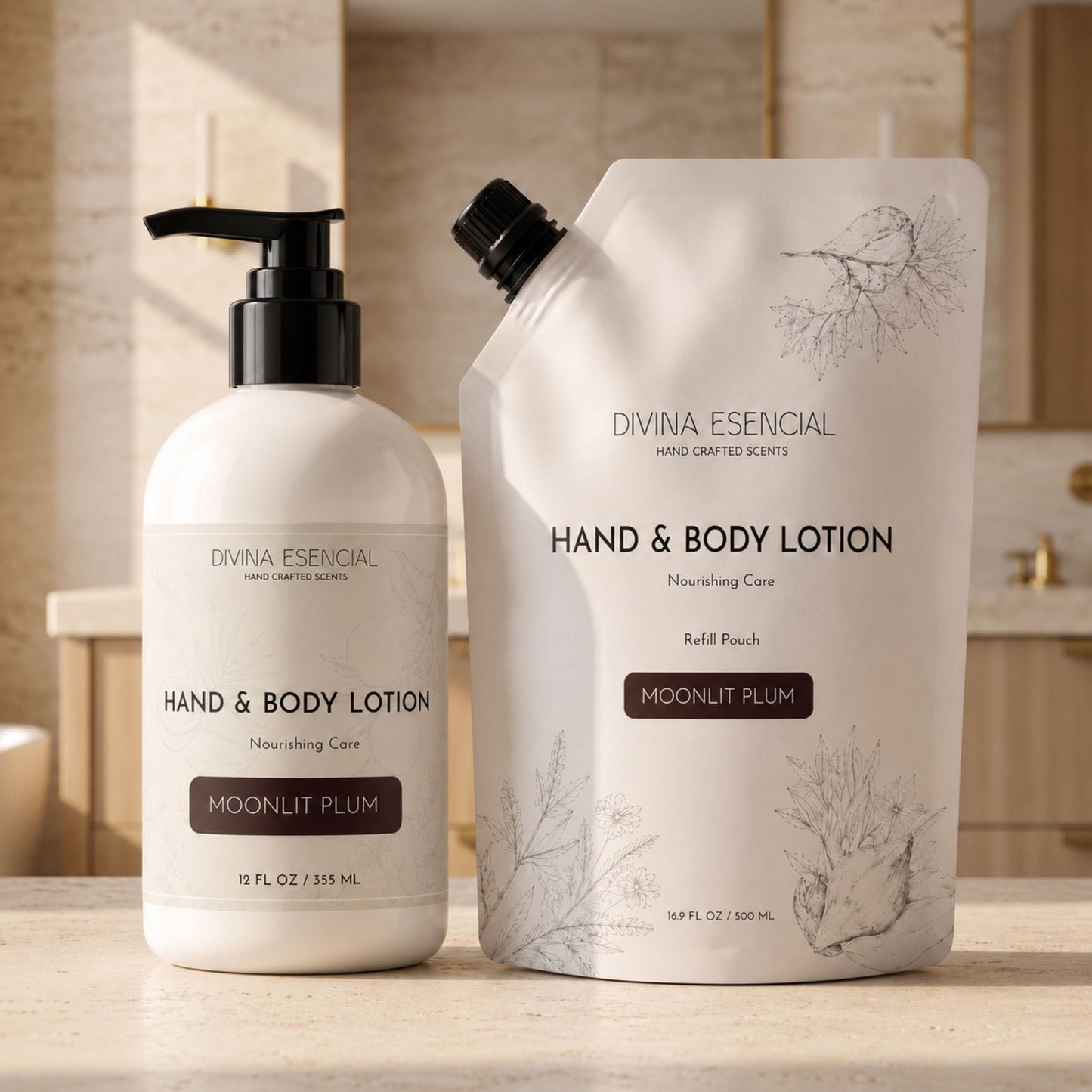 Hand & Body Lotion with Refill Pouch - Moonlit Plum