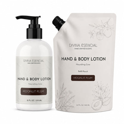 Hand & Body Lotion with Refill Pouch - Moonlit Plum