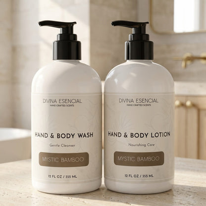 Divina Esencial Mystic Bamboo Hand & Body Care Set - Hand & Body Wash and Lotion lifestyle