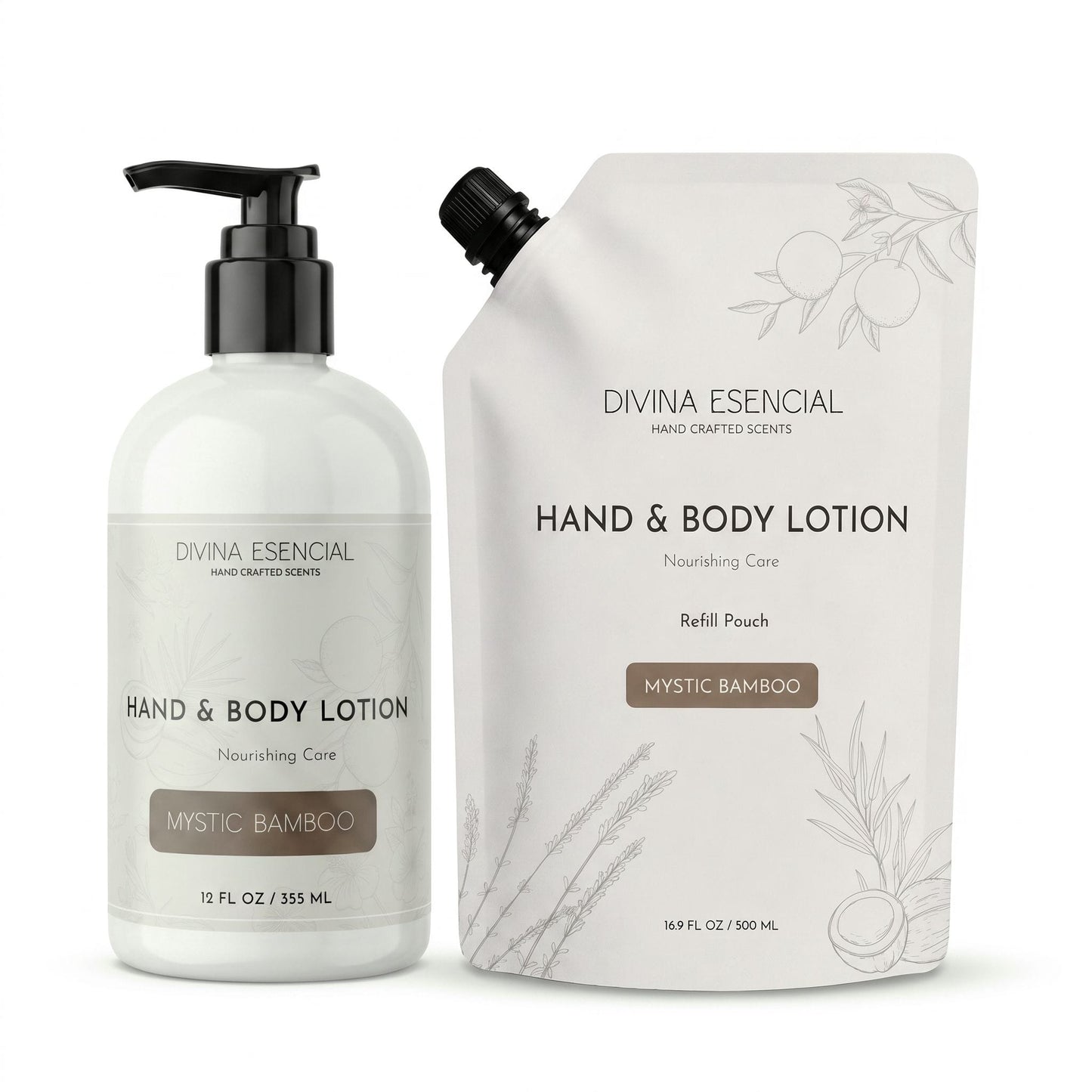 Hand & Body Lotion with Refill Pouch - Mystic Bamboo