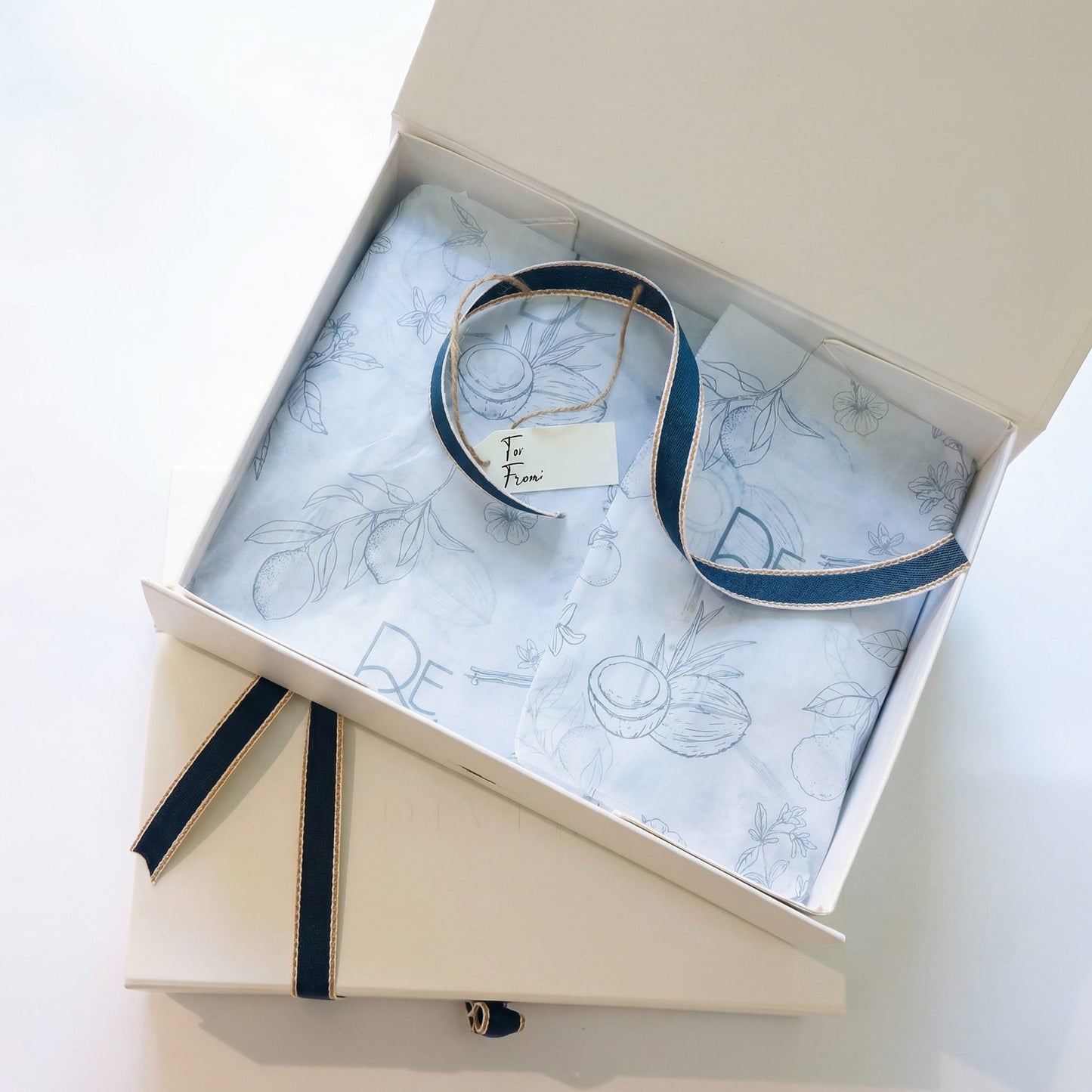 Home Fragrance Gift Set - Open box with branded tissue paper and gift tag